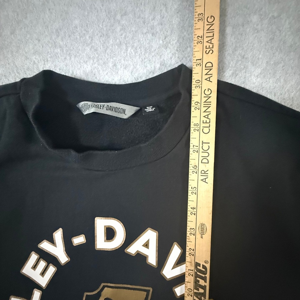 Harley-Davidson Mens 2XL Slim Black Gold Graphic Crewneck Sweatshirt Pockets - Picture 6 of 8